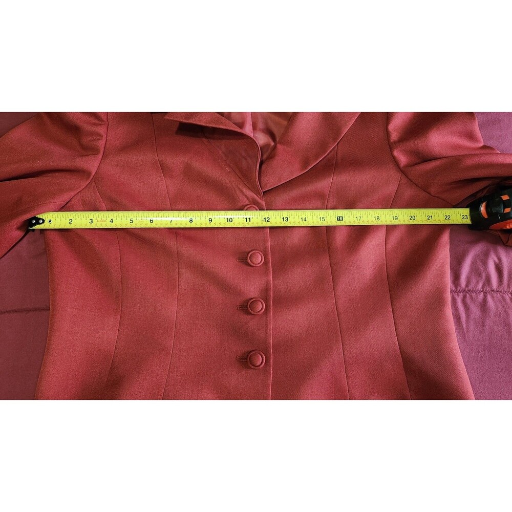 Le Suit Red Blazer Jacket Size 16 XL Cuffed Sleeves Party Office - Picture 9 of 11